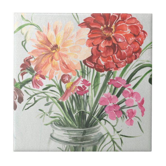 Summer Wildflowers - Pinks & Reds Tile (Front)