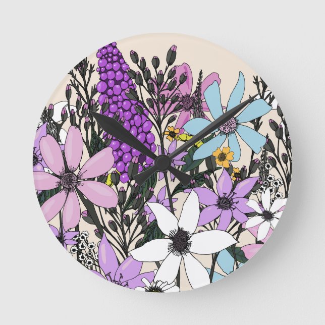 Summer Wildflowers Round Clock (Front)