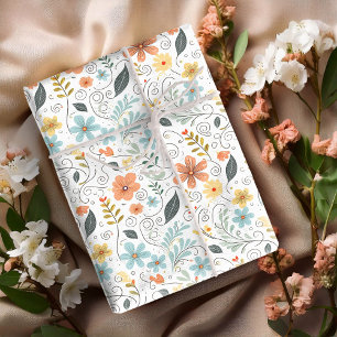 Summer Wildflowers & Swirls ID1064 Wrapping Paper