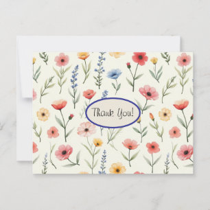 Summer Wildflowers Thank You Postcard