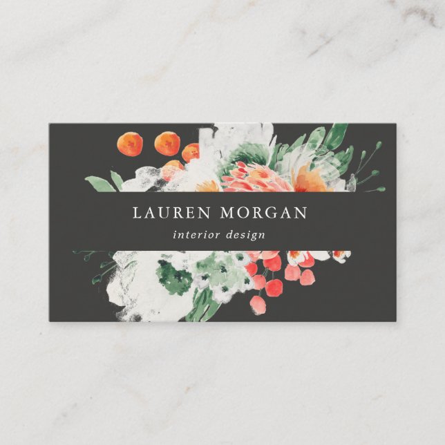 summer wildflowers watercolor business card (Front)