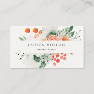 summer wildflowers watercolor business card