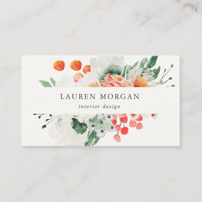 summer wildflowers watercolor business card (Front)