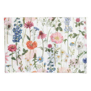 Summer wildflowers, watercolor seamless pattern. pillowcase