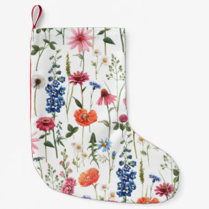 Summer wildflowers, watercolor seamless pattern. small christmas stocking
