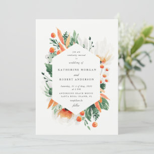 summer wildflowers watercolors wedding invitation