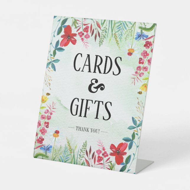 Summer Wildflowers Wedding Cards and Gifts Sign (Front)