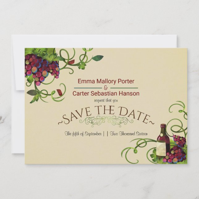 Summer Wine Vineyard Romantic Save the Date (Front)