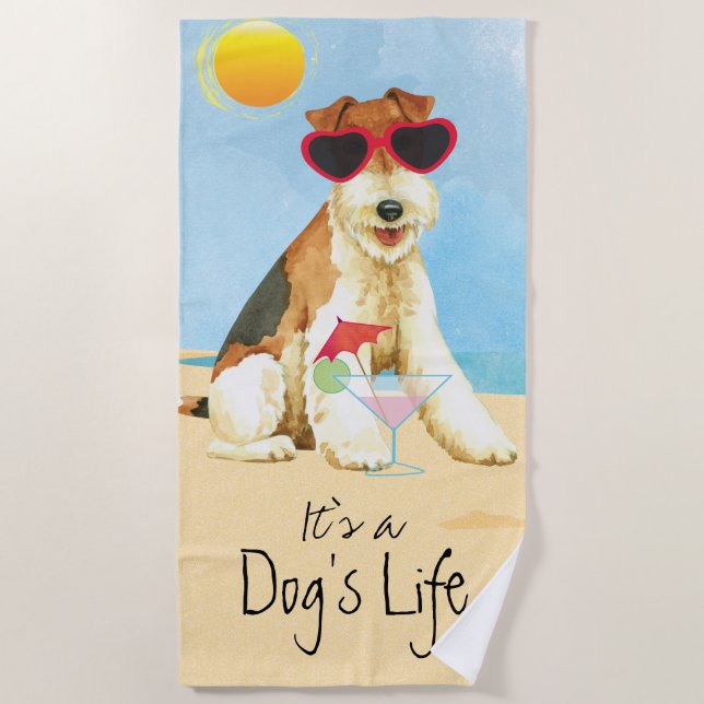 Summer Wire Fox Terrier Beach Towel (Front)