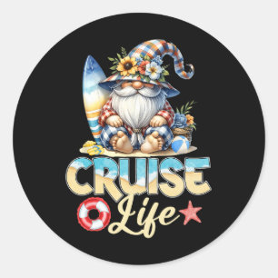 Summer With My Gnomies Vacation Cruise Life Gnome  Classic Round Sticker
