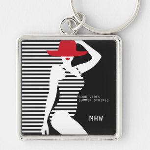 Summer Woman custom monogram large key chain