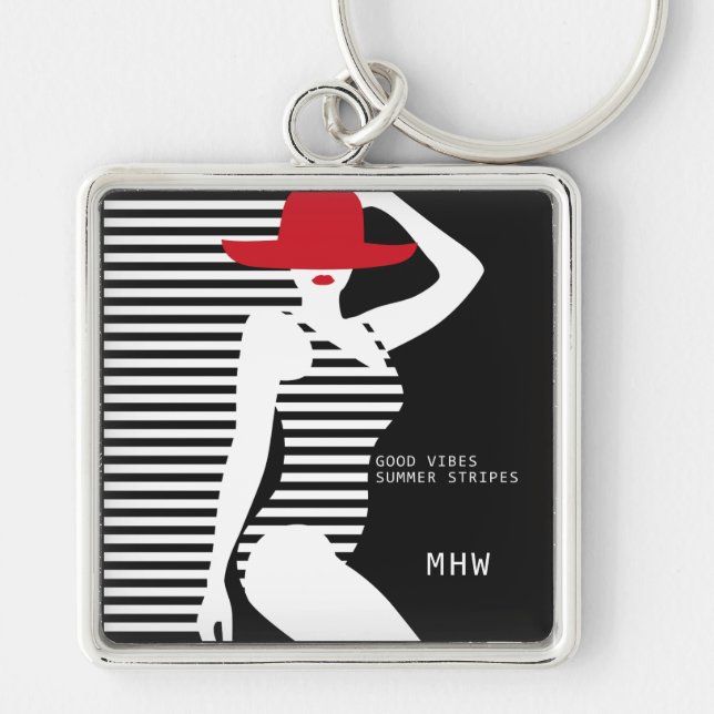 Summer Woman custom monogram large key chain (Front)