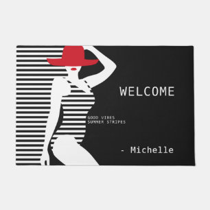 Summer Woman custom name door mats