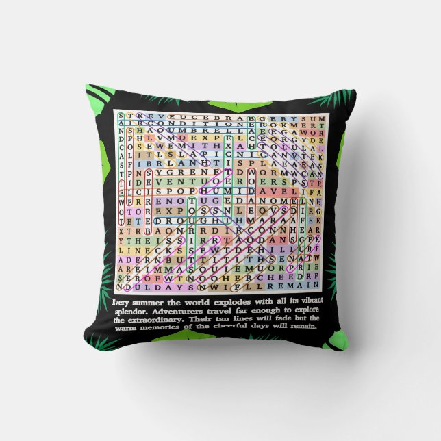 Summer Word Search Puzzle Cushion (Front)