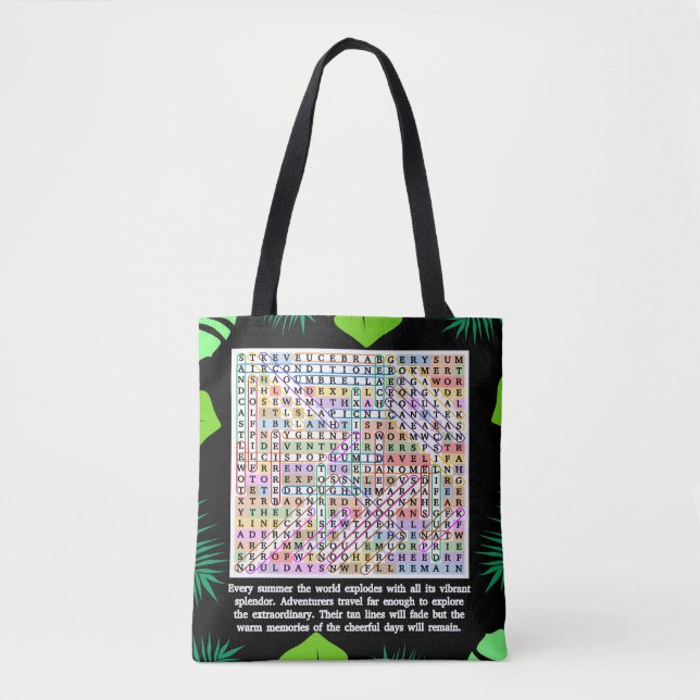 Summer Word Search Puzzle Tote Bag (Front)