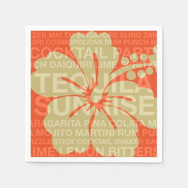 Summer Words Cocktails and Hibiscus Paper Napkins (Front)