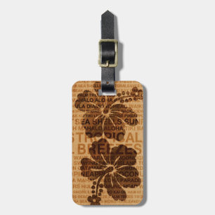 Summer Words Hawaiian Faux Wood Luggage Tags