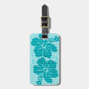 Summer Words Hawaiian Hibiscus Luggage Tags