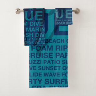 Summer Words Poolside and Palm Tree - Teal Bath Towel Set