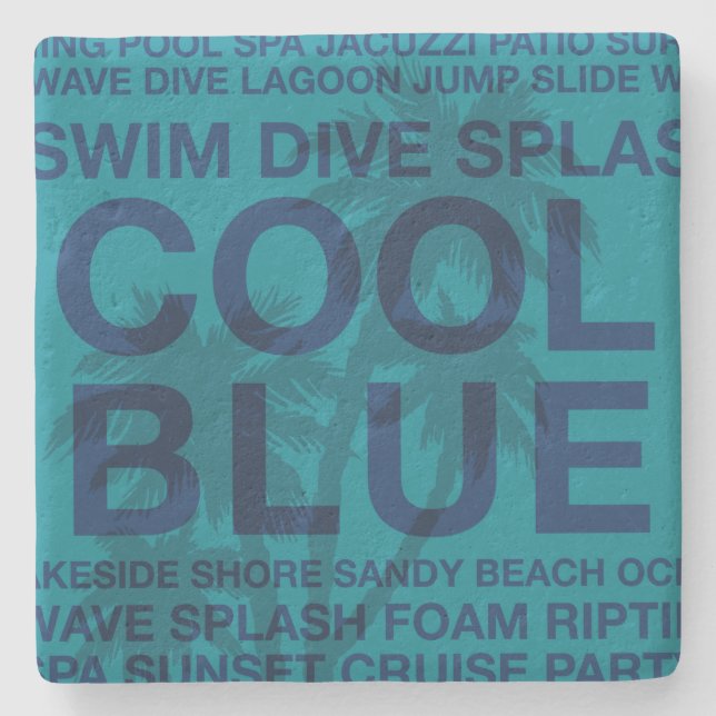Summer Words Poolside & Palm Tree Tiki Bar Coaster (Front)