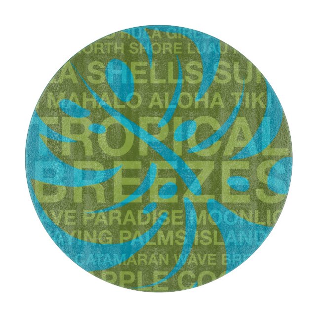 Summer Words Tropical and Monstera Cutting Board (Front)