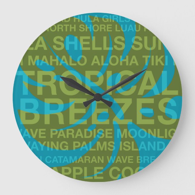 Summer Words Tropical and Monstera Leaf Clocks (Front)