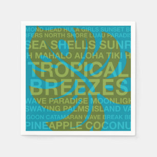 Summer Words Tropical Monstera Leaf Paper Napkins