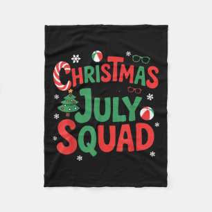 Summer Xmas Christmas In July Squad Funny Aloha To Fleece Blanket