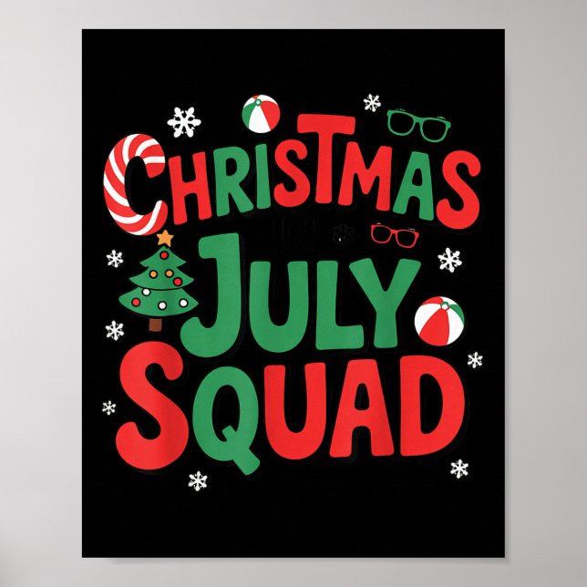 Summer Xmas Christmas In July Squad Funny Aloha To Poster (Front)