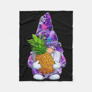 Summer Xmas Hawaiian Pineapple Gnome Christmas In Fleece Blanket