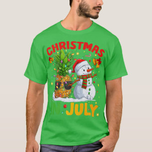 Summer Xmas Lights Pineapple Snowman Sand Christma T-Shirt