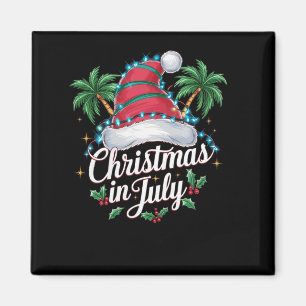 Summer Xmas Santa Hat and Palm Trees - Trocal Xmas Magnet