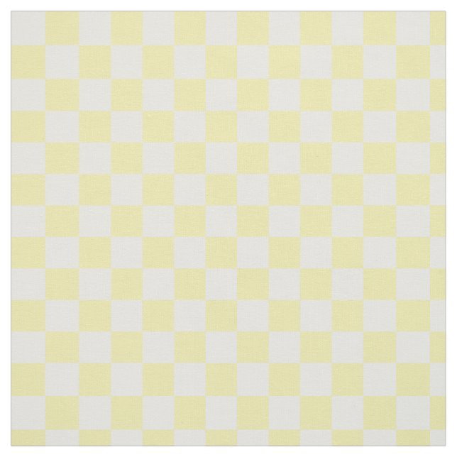 Summer Yellow and White Chequerboard Pattern Fabric (Swatch)