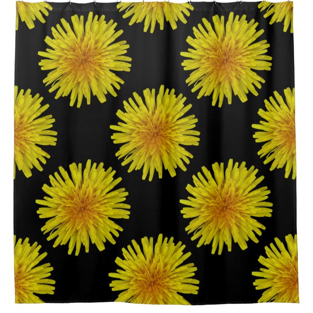 Summer Yellow Dandelion Flower on any Colour Shower Curtain (Front)