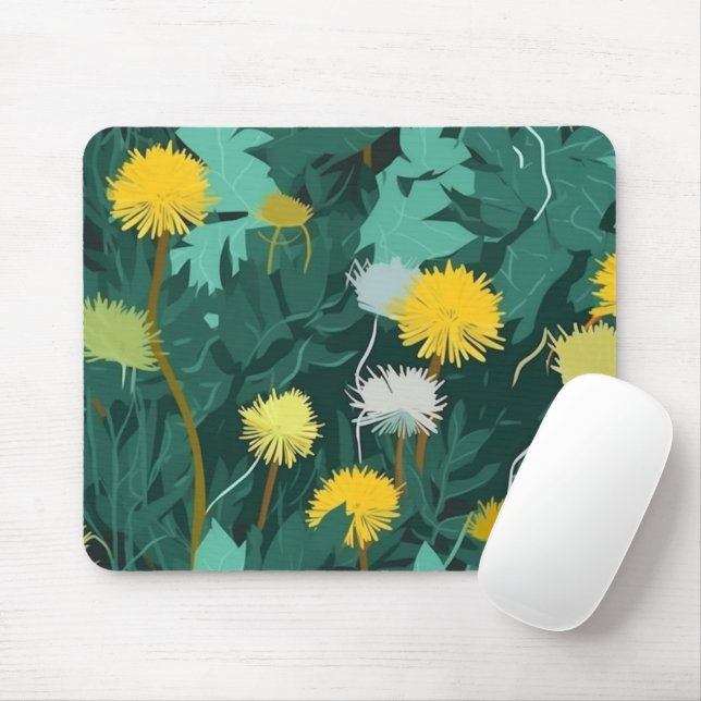 Summer Yellow Dandelions Mouse Mat (With Mouse)