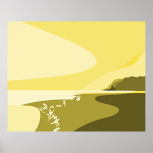 Summer Yellow Digital Art Beach Seascape Poster