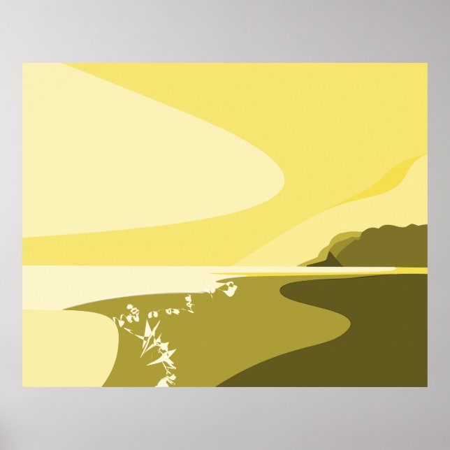 Summer Yellow Digital Art Beach Seascape Poster (Front)