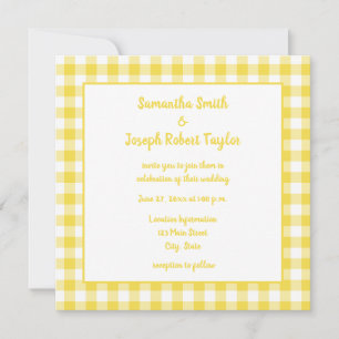 Summer Yellow Gingham Country Wedding Invitation
