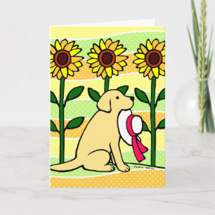 Summer Yellow Labrador with Sunflowers Card