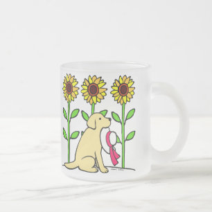 Summer Yellow Labrador with Sunflowers Frosted Glass Coffee Mug
