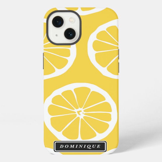 Summer Yellow Lemon Slices Pattern iPad Case (Back)