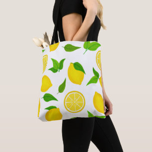Summer Yellow Lemons Pattern Tote Bag