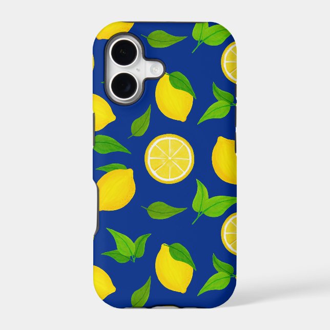 Summer Yellow Lemons with Royal Blue Pattern (Back)