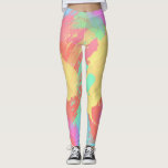 Summer yellow orange mint pink coral brushstrokes leggings<br><div class="desc">Colourful abstract design.</div>