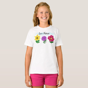 Summer Yellow Purple Pink Flowers T-Shirt