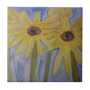 Summer Yellow Sunflowers Ceramic Tile