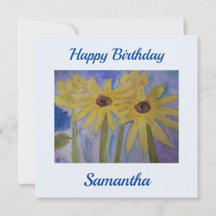 Summer Yellow Sunflowers Flat Birthday Card