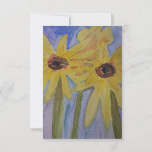 Summer Yellow Sunflowers Flat Card