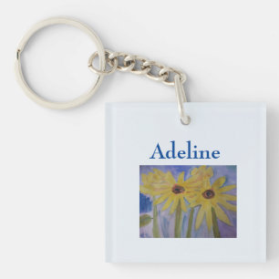 Summer Yellow Sunflowers Personalised  Key Ring