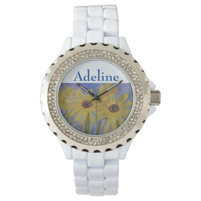 Summer Yellow Sunflowers Personalised Watch (Front)